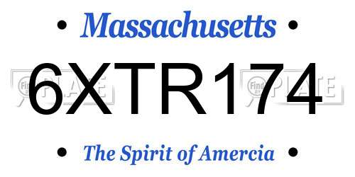 6XTR174 Massachusetts License Plate
