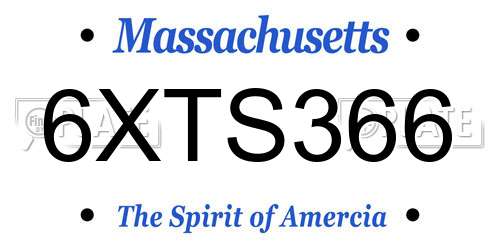 6XTS366 Massachusetts License Plate