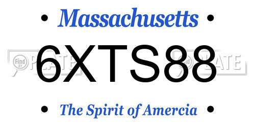 6XTS88 Massachusetts License Plate