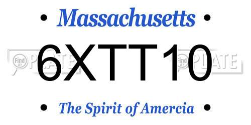 6XTT10 Massachusetts License Plate