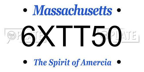 6XTT50 Massachusetts License Plate