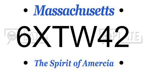 6XTW42 Massachusetts License Plate
