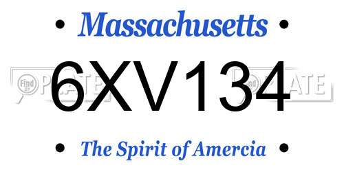 6XV134 Massachusetts License Plate