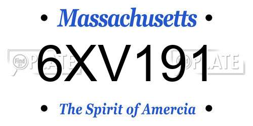 6XV191 Massachusetts License Plate