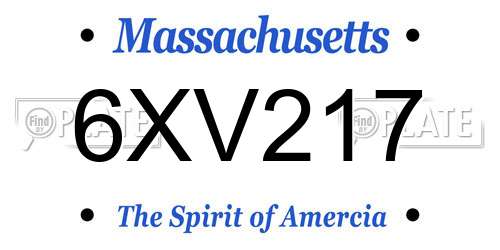 6XV217 Massachusetts License Plate
