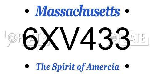 6XV433 Massachusetts License Plate