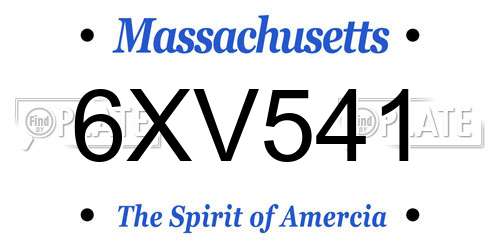 6XV541 Massachusetts License Plate