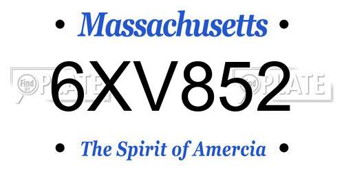6XV852 Massachusetts License Plate