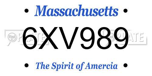 6XV989 Massachusetts License Plate