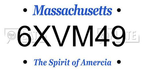 6XVM49 Massachusetts License Plate