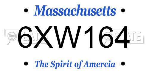 6XW164 Massachusetts License Plate