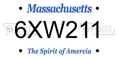 6XW211 Massachusetts License Plate