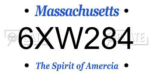 6XW284 Massachusetts License Plate