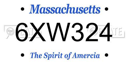 6XW324 Massachusetts License Plate