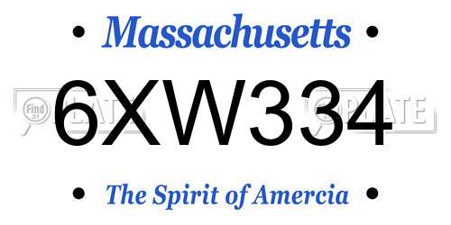 6XW334 Massachusetts License Plate