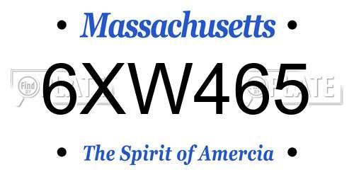 6XW465 Massachusetts License Plate