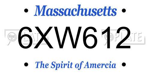 6XW612 Massachusetts License Plate