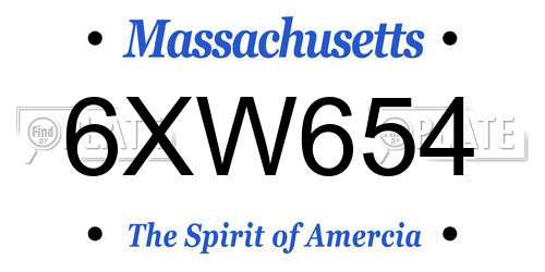 6XW654 Massachusetts License Plate