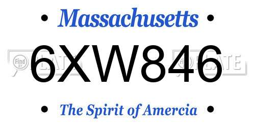 6XW846 Massachusetts License Plate