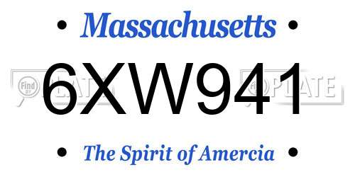 6XW941 Massachusetts License Plate