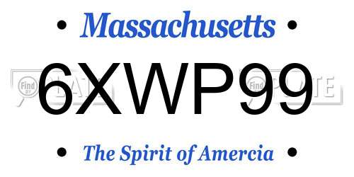 6XWP99 Massachusetts License Plate