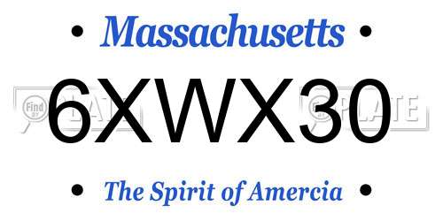6XWX30 Massachusetts License Plate
