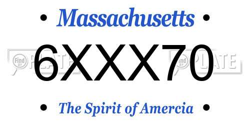 6XXX70 Massachusetts License Plate