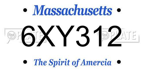 6XY312 Massachusetts License Plate