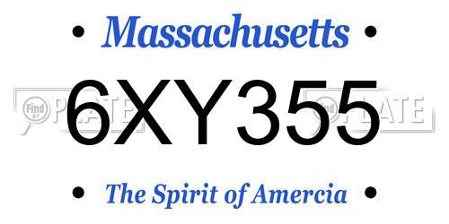 6XY355 Massachusetts License Plate
