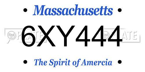 6XY444 Massachusetts License Plate