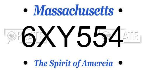 6XY554 Massachusetts License Plate