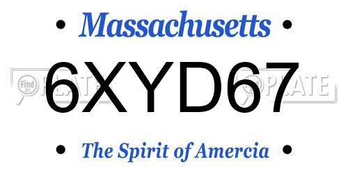 6XYD67 Massachusetts License Plate