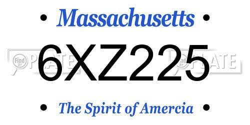 6XZ225 Massachusetts License Plate