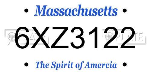 6XZ3122 Massachusetts License Plate