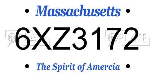 6XZ3172 Massachusetts License Plate