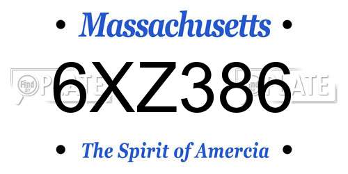 6XZ386 Massachusetts License Plate