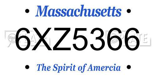 6XZ5366 Massachusetts License Plate