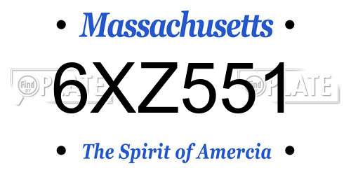 6XZ551 Massachusetts License Plate