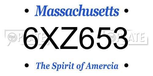 6XZ653 Massachusetts License Plate
