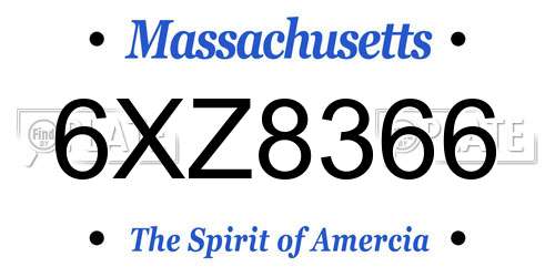 6XZ8366 Massachusetts License Plate
