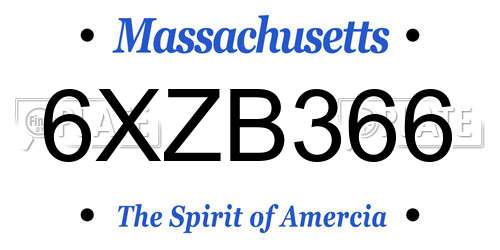 6XZB366 Massachusetts License Plate