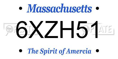 6XZH51 Massachusetts License Plate