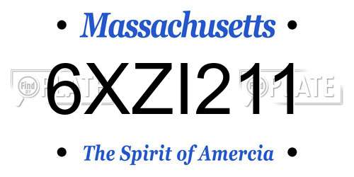 6XZI211 Massachusetts License Plate