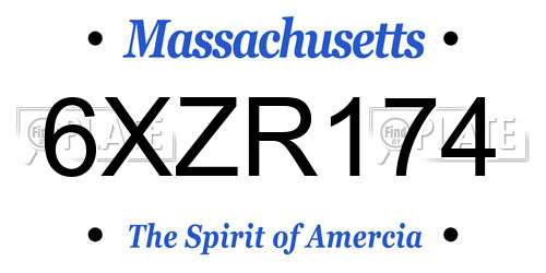 6XZR174 Massachusetts License Plate
