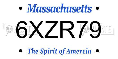 6XZR79 Massachusetts License Plate