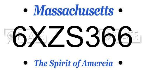 6XZS366 Massachusetts License Plate