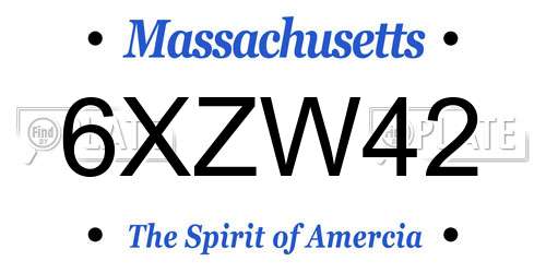 6XZW42 Massachusetts License Plate