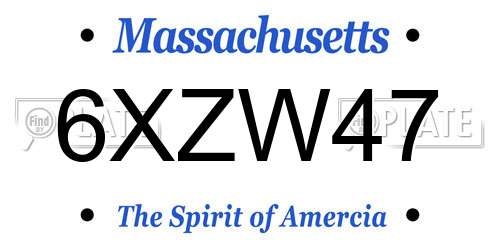 6XZW47 Massachusetts License Plate