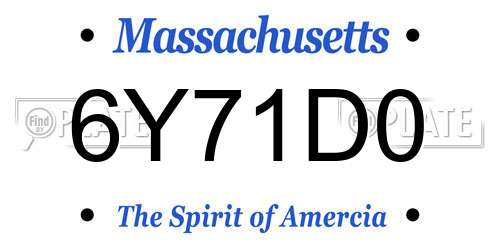 6Y71D0 Massachusetts License Plate
