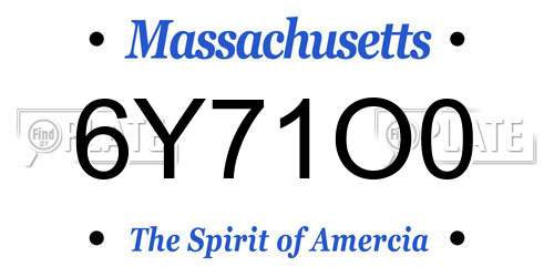 6Y71O0 Massachusetts License Plate